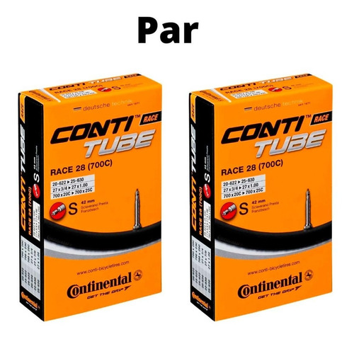 Kit 2 Camaras 700x20/25c Continental Race 28 S42mm Aro