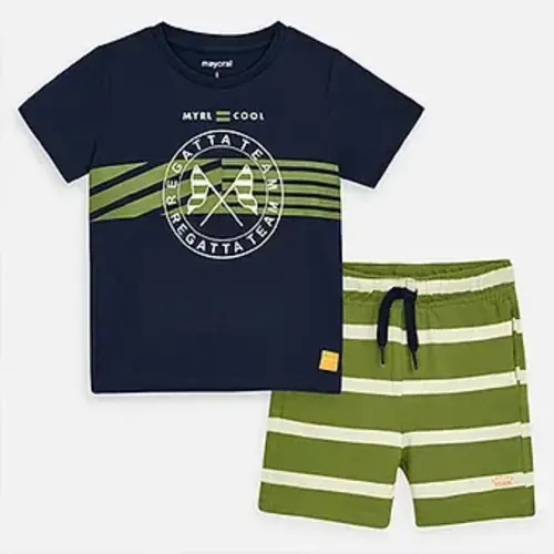 Conjunto Camiseta Y Bermudas Rayas Niño 3620 Azul