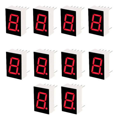 X10 Display Led 1 Digito 7 Segmentos Catodo Comun Rojo