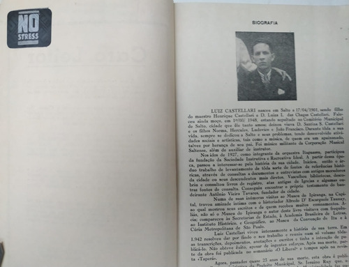 Livro Com A Historia Da Cidade De Salto Sp - Escrito Em 1971 Por Luiz Castellari (Usado)