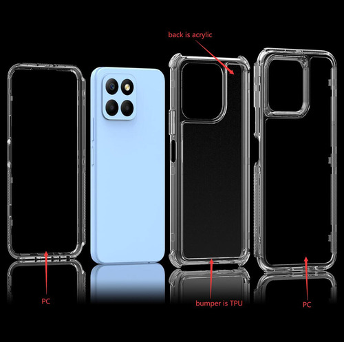 Ho For Honor X6a Plus/x6a Case Funda 3 In 1 Transparente+2