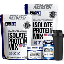 Comprar Combo 2x Whey Isolate Mix Profit 900g+ Bcaa+ Creatina+ Coq Sabor Baunilha