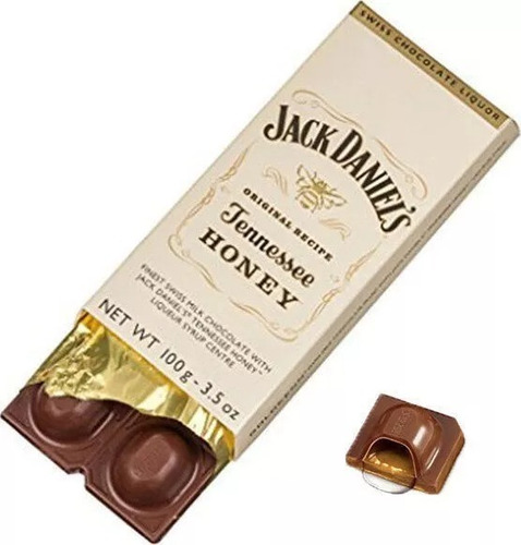 Imagen 2 de 3 de Barra Chocolate Jack Daniels + Honey 100 Gr C/u