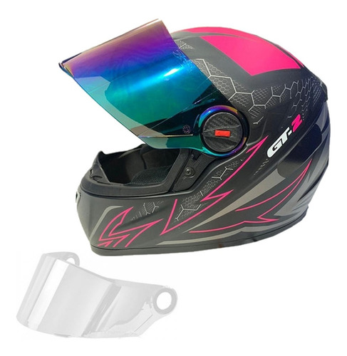 Capacete Gt 2 Preto Gratis Viseira Camaleao Com Narigueira* 