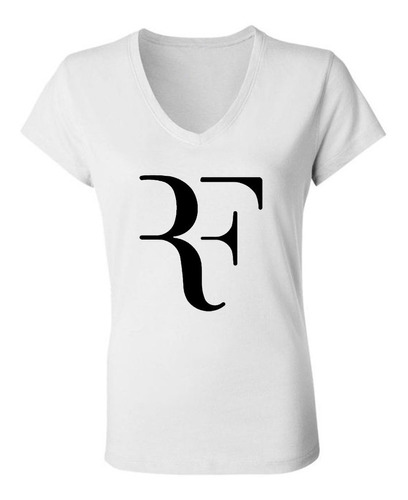 Remera Roger Federer Tenista Logo Mujer Escote V