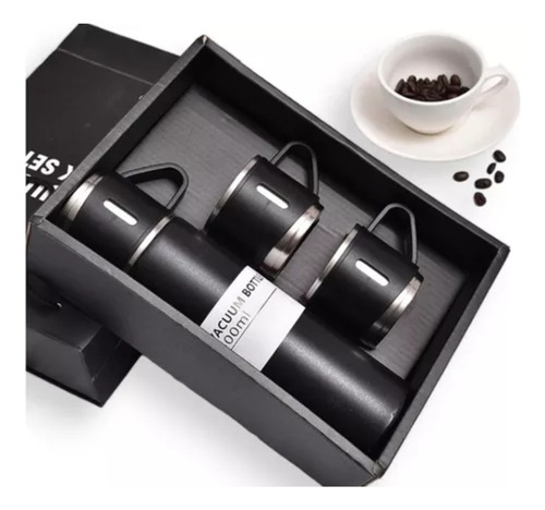 Kit Café E Chá Em Inox Vacuum Flask Com 500ml C/ 3 Xícaras 