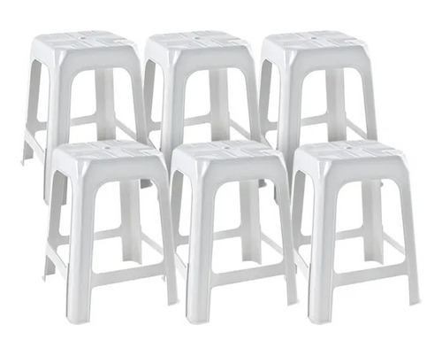 Banco Banqueta En Pvc Blanco Apilable , Pack 6 Unidades