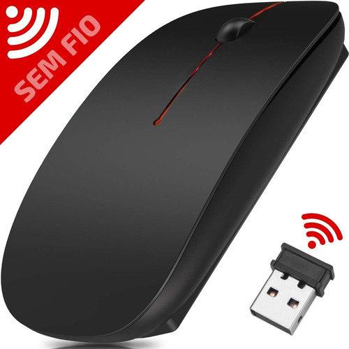 Mouse Óptico Sem Fio Wireless Usb Pc Tv E Notebook Cor Preto