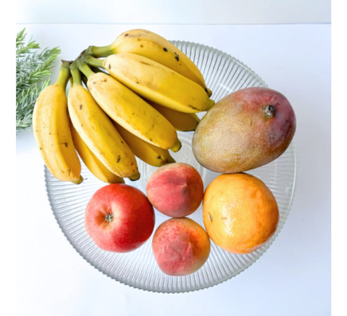 Fruteira De Vidro De Mesa Com Pé Organizador Redonda 25,6cm