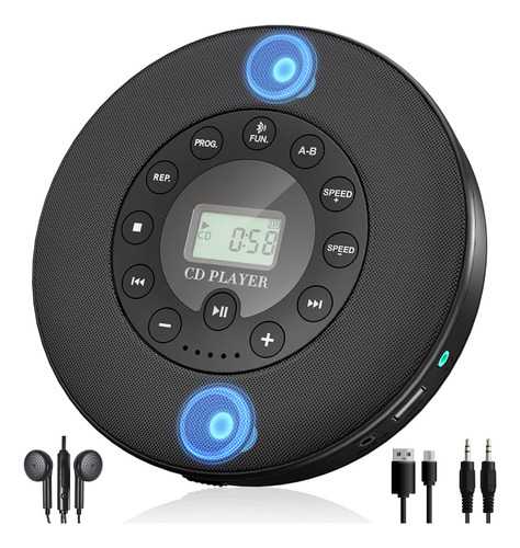 Pack De Cd Player Bluetooth Porttil Con Altavoz Y Usb