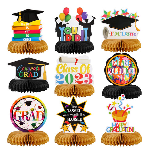 9pcs Decoraciones Para Fiesta De Graduación Clase De 2023-fe