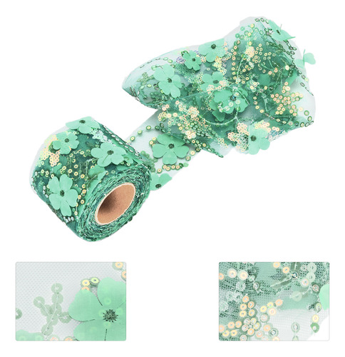 Bobina De Rolo De Tule De 10 Jardas Bordada Com Lantejoulas