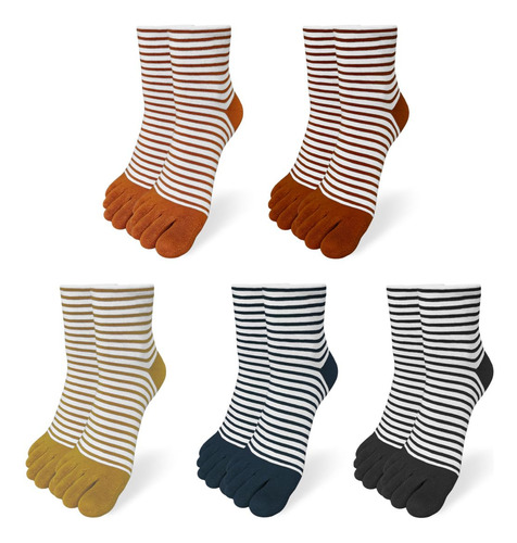 Calcetines De Algodón Cinco Dedos Mujer Tobillo Coloridos