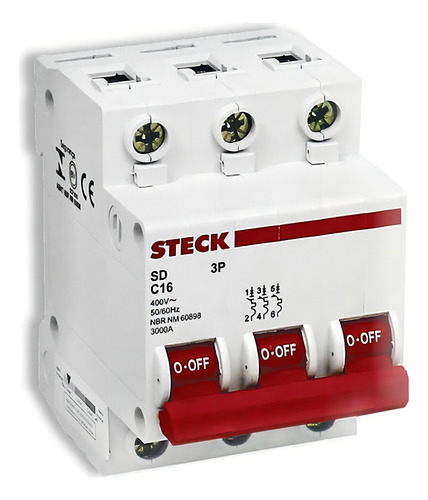 Disjuntor Steck Din Tripolar 80a Sd3 C Sdd3c80