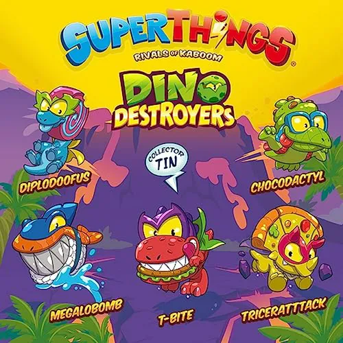 Supertings Dino Destroyers - Lata Con 5 Dinosaurios Exclusiv