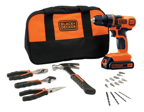 Taladro Inalámbrico Black & Decker 20v + Accesorios Ld120bh