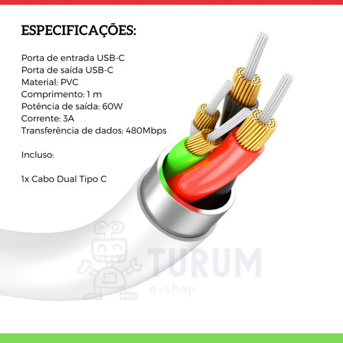 Cabo Dual Tipo-c Vfan P05 1 Metro 60w Pd