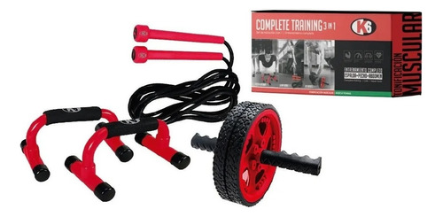 Barras Soporte Flexiones Crossfit K6 Fitness Kit 3 En 1 Gym Color Rojo