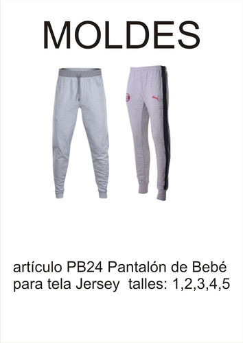 Textil Patrones, Pantalón De Bebé Para Tela Jersey Molderia 1,2,3,4,5