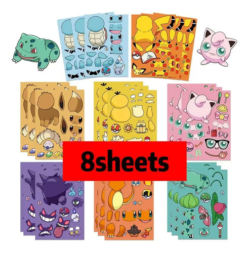 8/16 Hojas De Pegatinas De Rompecabezas De Pikachu Para Hace