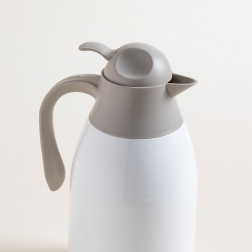 Jarra Termica Plastica Blanca Tapa Gris Ampolla Vidrio 1,3l