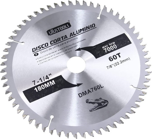 Disco De Sierra 7-1/4' X 60t Para Aluminio Uyustools Dma760l