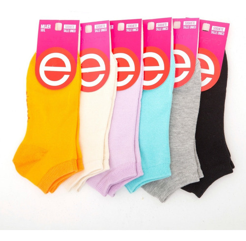 Pack X 6 Pares Soquetes Lisos De Mujer Elemento Art 101 L