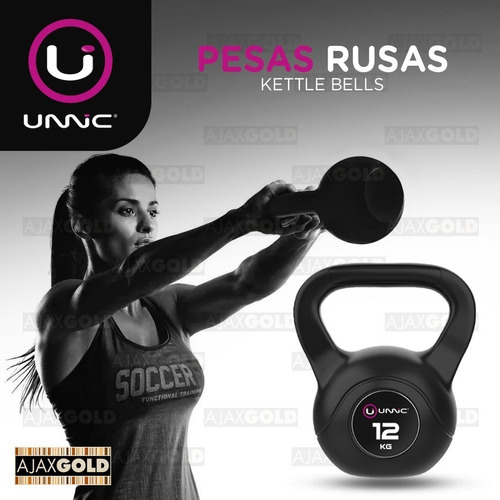 Haltere de ginástica funcional Kettlebel Pvc Kettlebell de 12 kg Unnic, cor preta