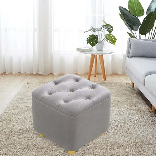 Reposapiés Taburete Decorativo Taburete Acolchado Gris
