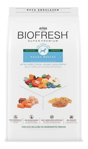 Imagen 1 de 5 de Alimento Biofresh Super Premium para perro adulto de raza mediana sabor carne, frutas y vegetales en bolsa de 15kg