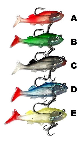 5 Iscas Shad 6cm Pesca De Tucunaré Traíra Dourado Garateia 