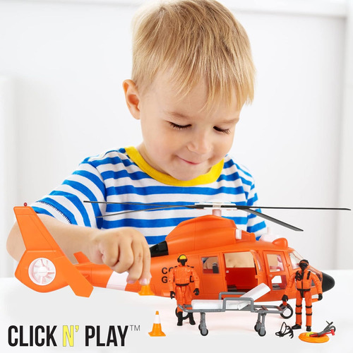 Haga Clic En N Play Toy Helicopter Set, Coast Guard Rescue H
