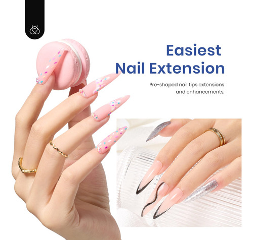 Kit De Extension De Uñas De Gel Facil 240 Puntas 5 En 1