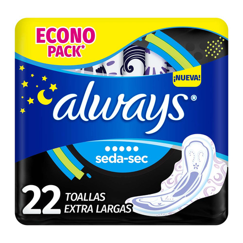 Pack por 22 toallas femeninas extra largas Always Nocturna