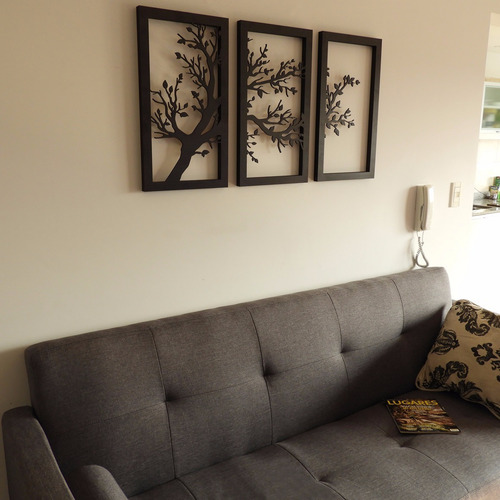 Cuadro Triptico Calado En Madera - Modelo Arbol2