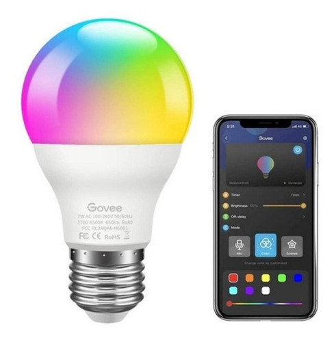 Imagen 2 de 3 de Ampolleta Inteligente Wifi Led Rgb Colores Música Fiesta App