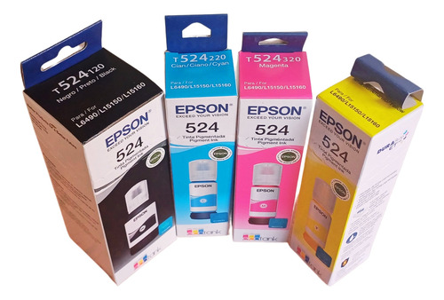 Pack Tintas Epson 524 Original L6490 L15150 L15160 Factura Negro Y Colores