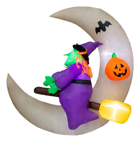 Inflable De Halloween Bruja Con Luz Led Decorativo Exterior 