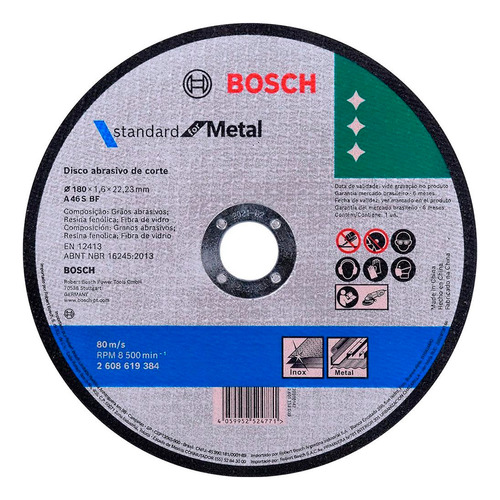 Disco De Corte Metal/inox Std 180x1,6mm Bosch