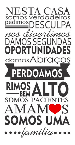 Imagem 2 de 3 de Adesivo Decorativo De Parede Frase Casa Coração Familia