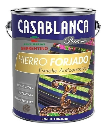 Esmalte Casablanca Efecto Forjado 4 Lts Serrentino Color Grafito Forjado