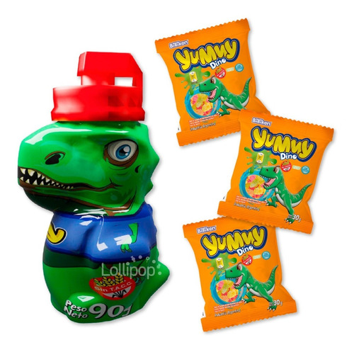 Gomitas Yummy Dino + Cantimplora Dino X 90 Gr - Lollipop