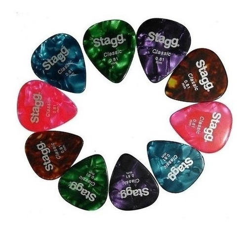 Imagen 5 de 10 de Puas Stagg Pack Por 10 Calibres Varios Guitarra Ukelele