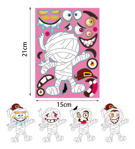Halloween Make A Face Sticker Zombie Pumpkin Witch Puzzle