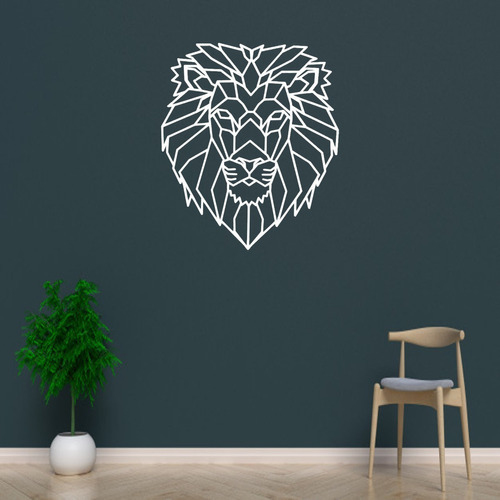 Quadro Decorativo Animais Aplique Mdf 3mm - Diversos Cor Leão 02 Cor da armação Branco