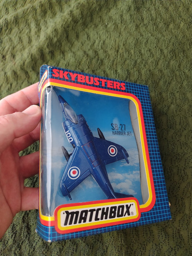 Avión Sb-27 Harrier Jet Raf, Matchbox Skybuster 1:64 Azul (Usado)