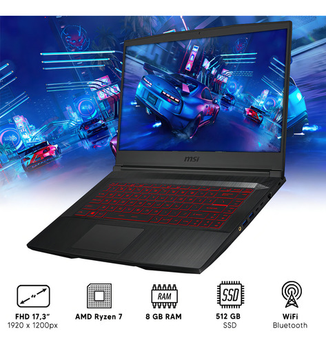 Notebook Msi Bravo Ryzen 7 8 Gb Ram 512 Gb Ssd Rx 5500m Dimm Color Negro
