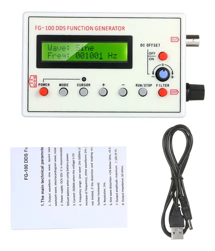 1hz-500khz Fg-100 Dds Generador De Señal Funcional Sine
