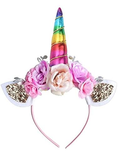 Diadema Unicornio Diadema Con Purpurina Arco Iris Para Oreja