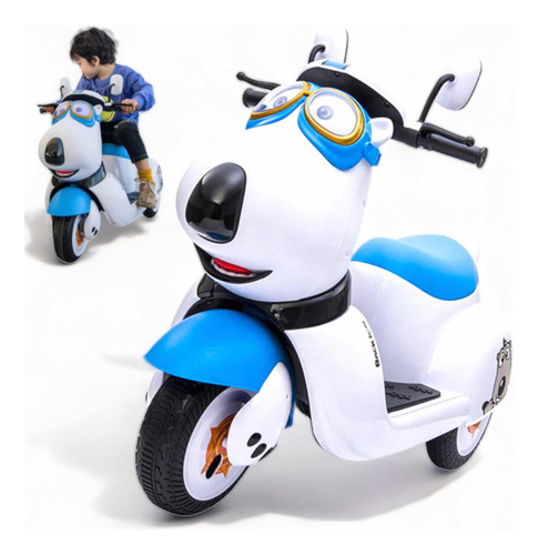 Motocicleta Eléctrica Edext 12v Para Niños 2-7 Años Color Azul